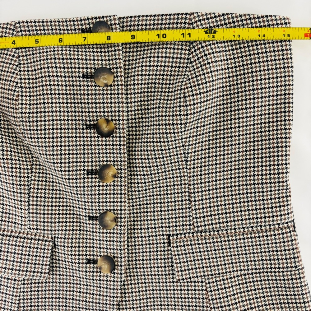 Ann Taylor Houndstooth Strapless Corset Top Brown Black Button Front Size 2 - Picture 9 of 10